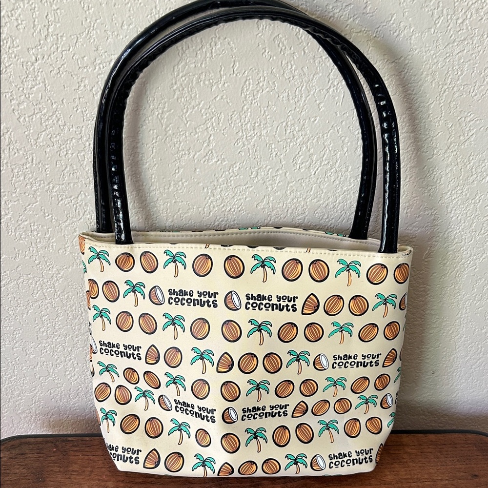 Stupid Factory DAVID & GOLIATH Tote Bag Shake Your Coconuts Trees Cream Black